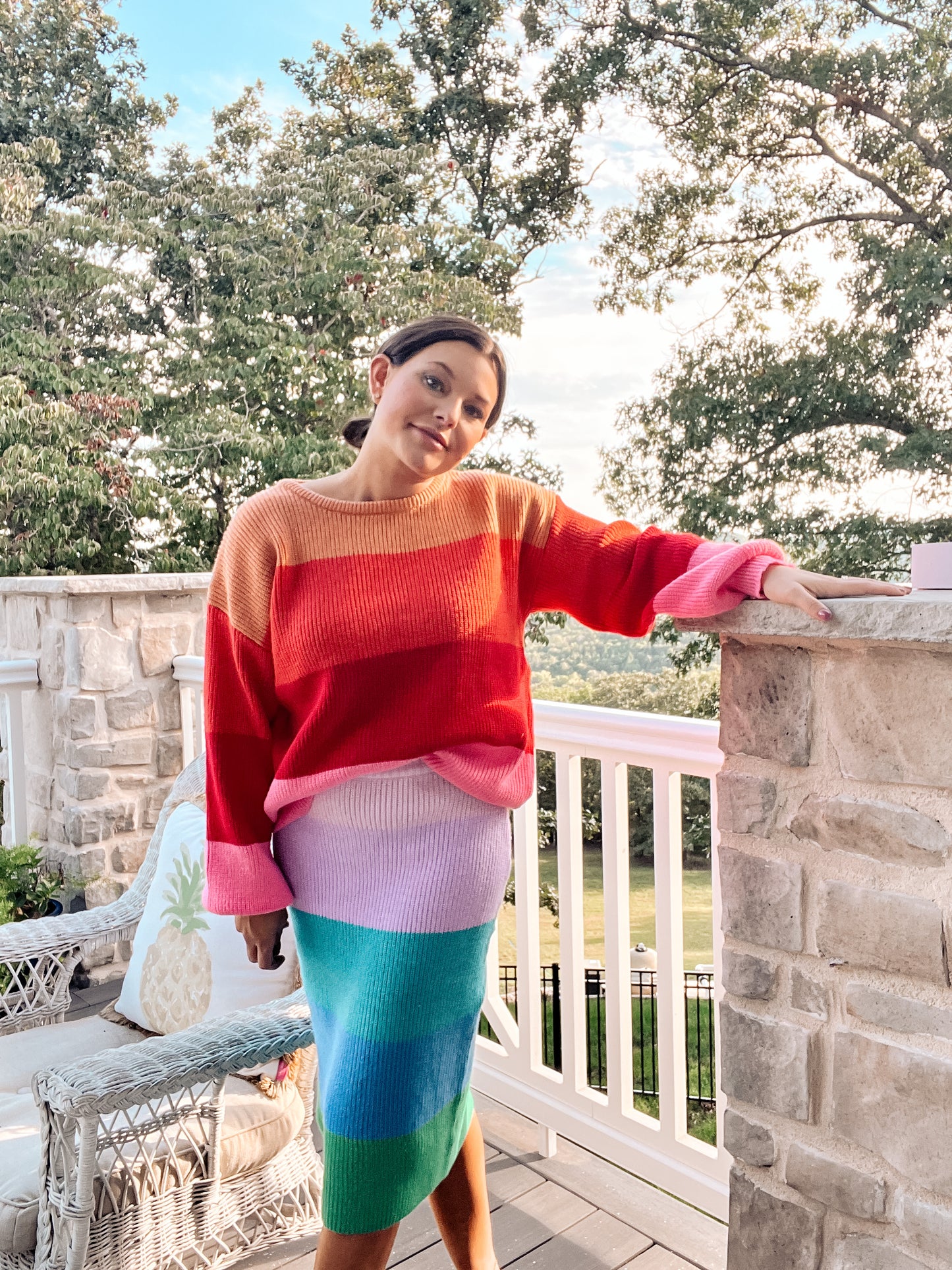 Somewhere Over the Rainbow Knit Midi Skirt