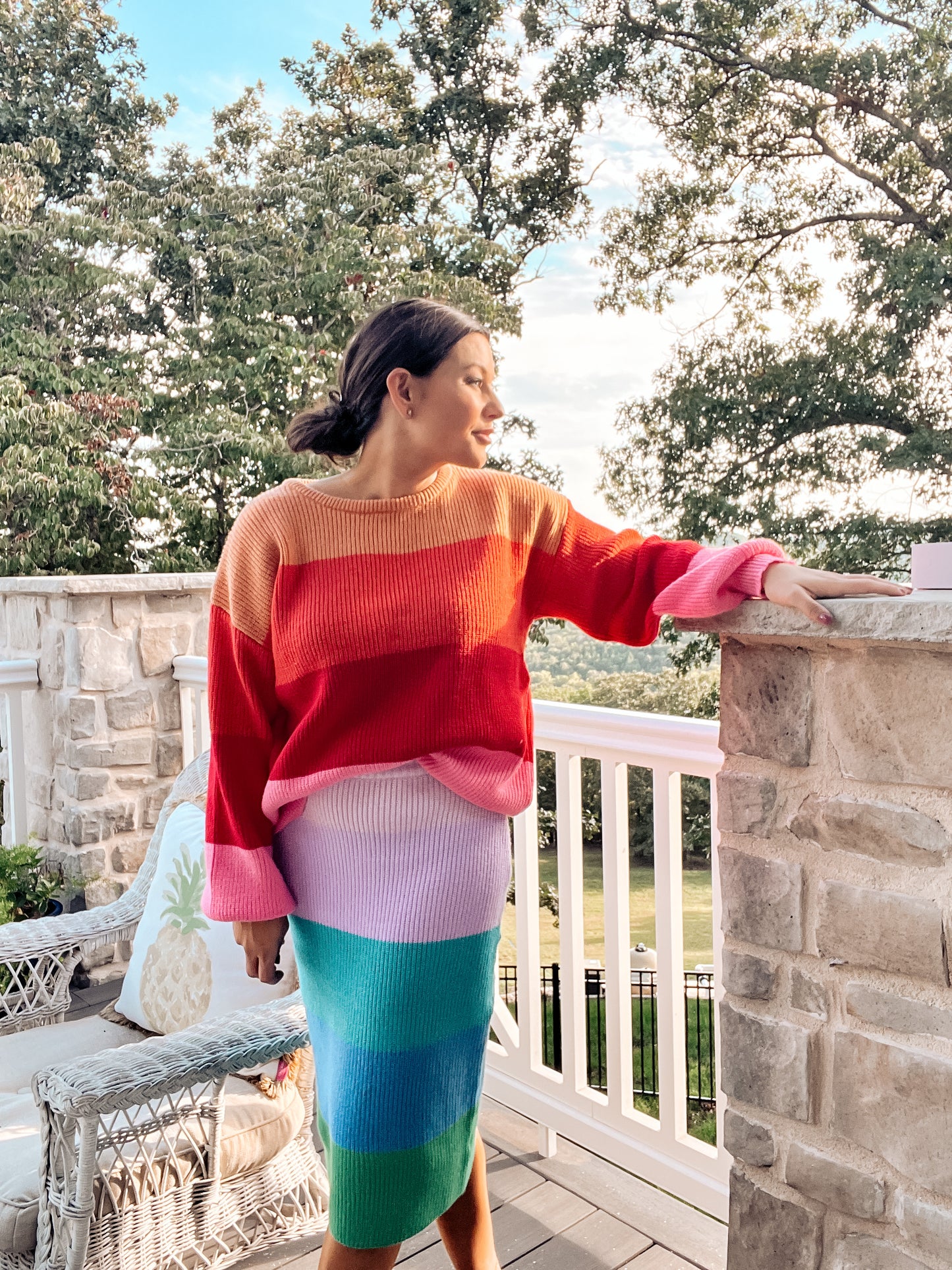 Somewhere Over the Rainbow Knit Midi Skirt