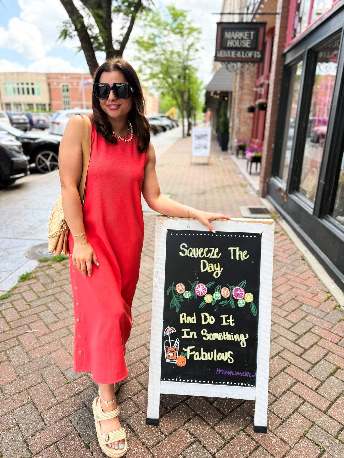 Coral Crush Midi Dress