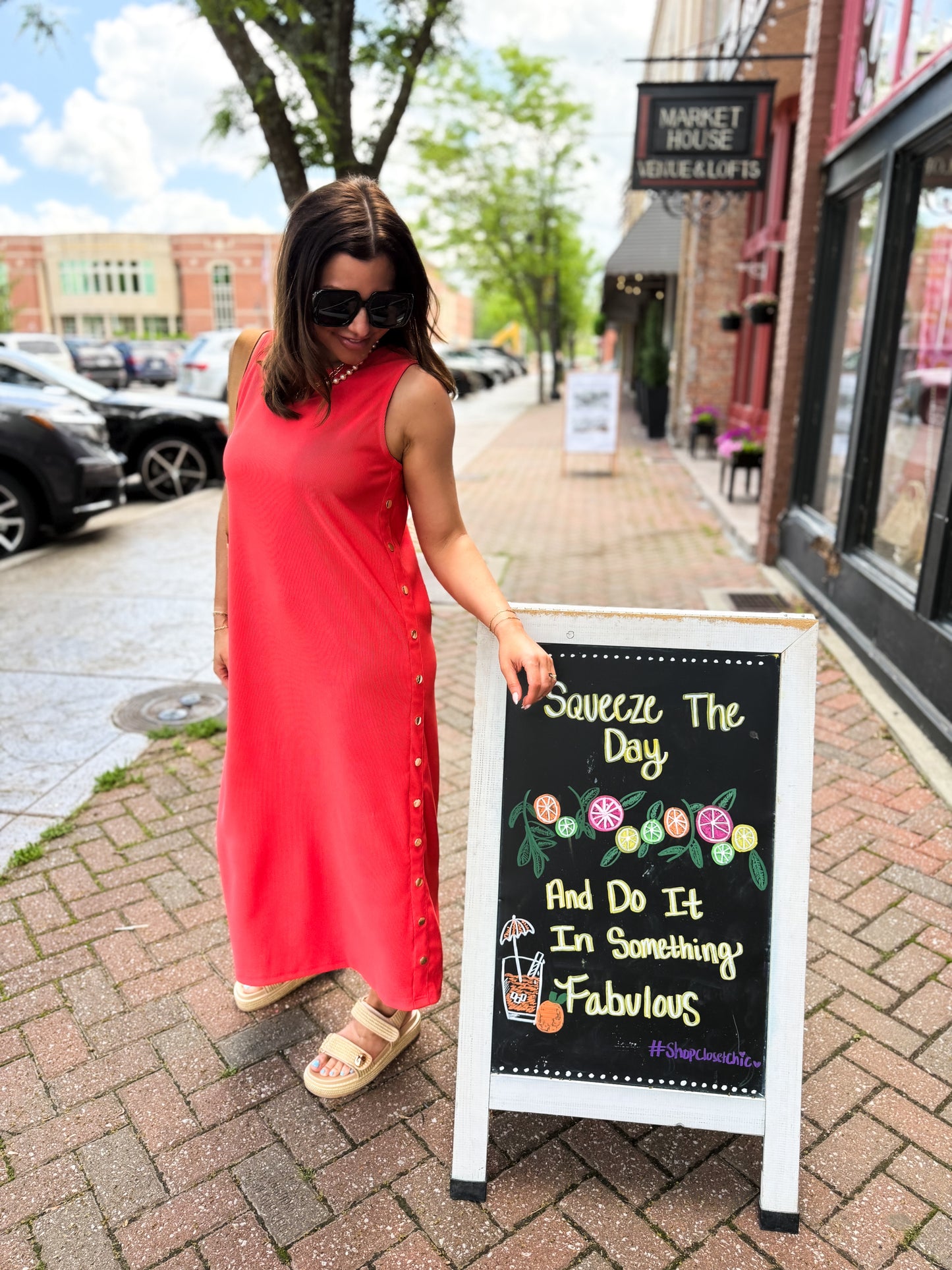 Coral Crush Midi Dress