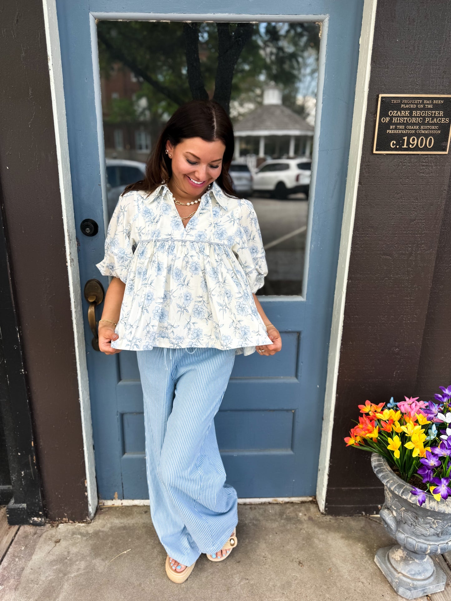 Azure Floral Top