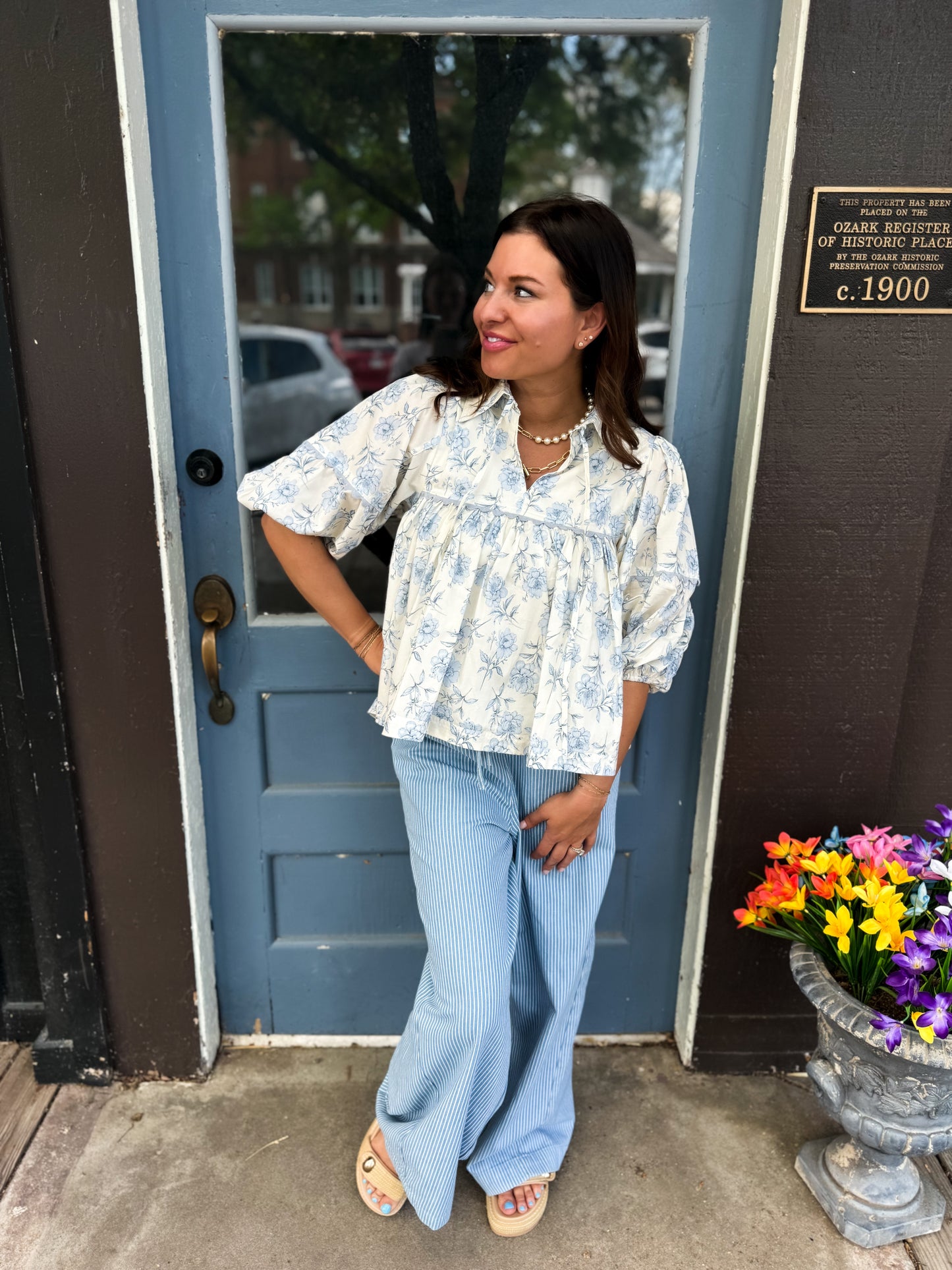 Azure Floral Top