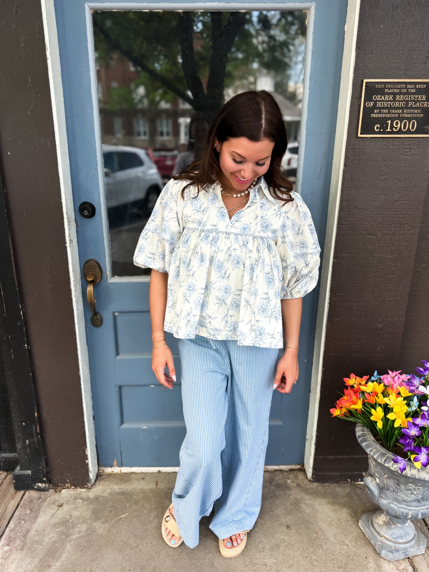 Azure Floral Top