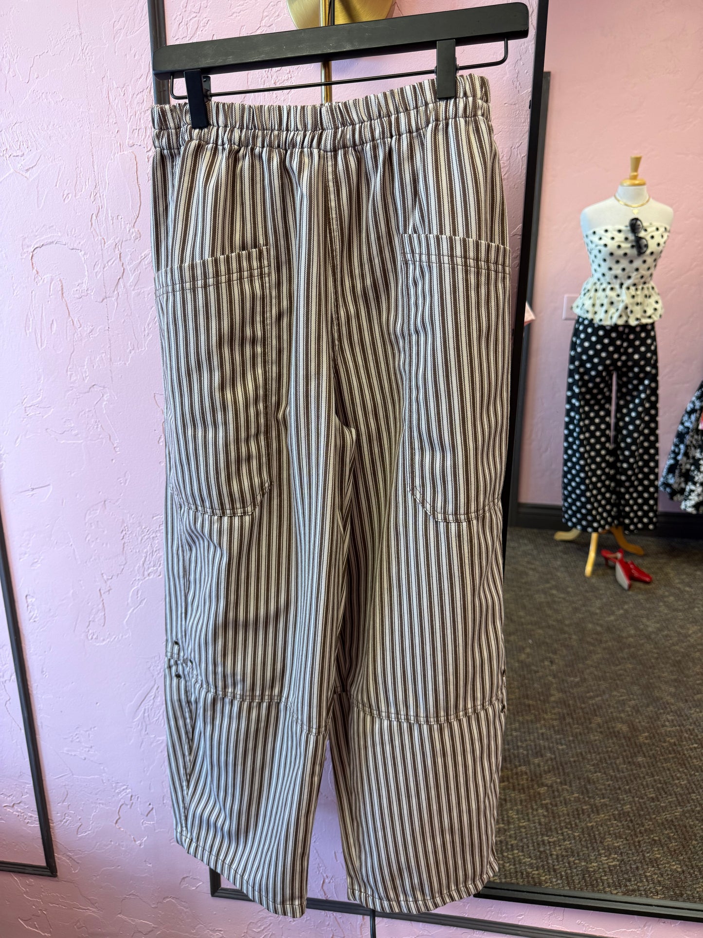 Brown Stripe Wide Leg Pants