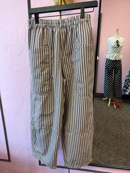 Brown Stripe Wide Leg Pants