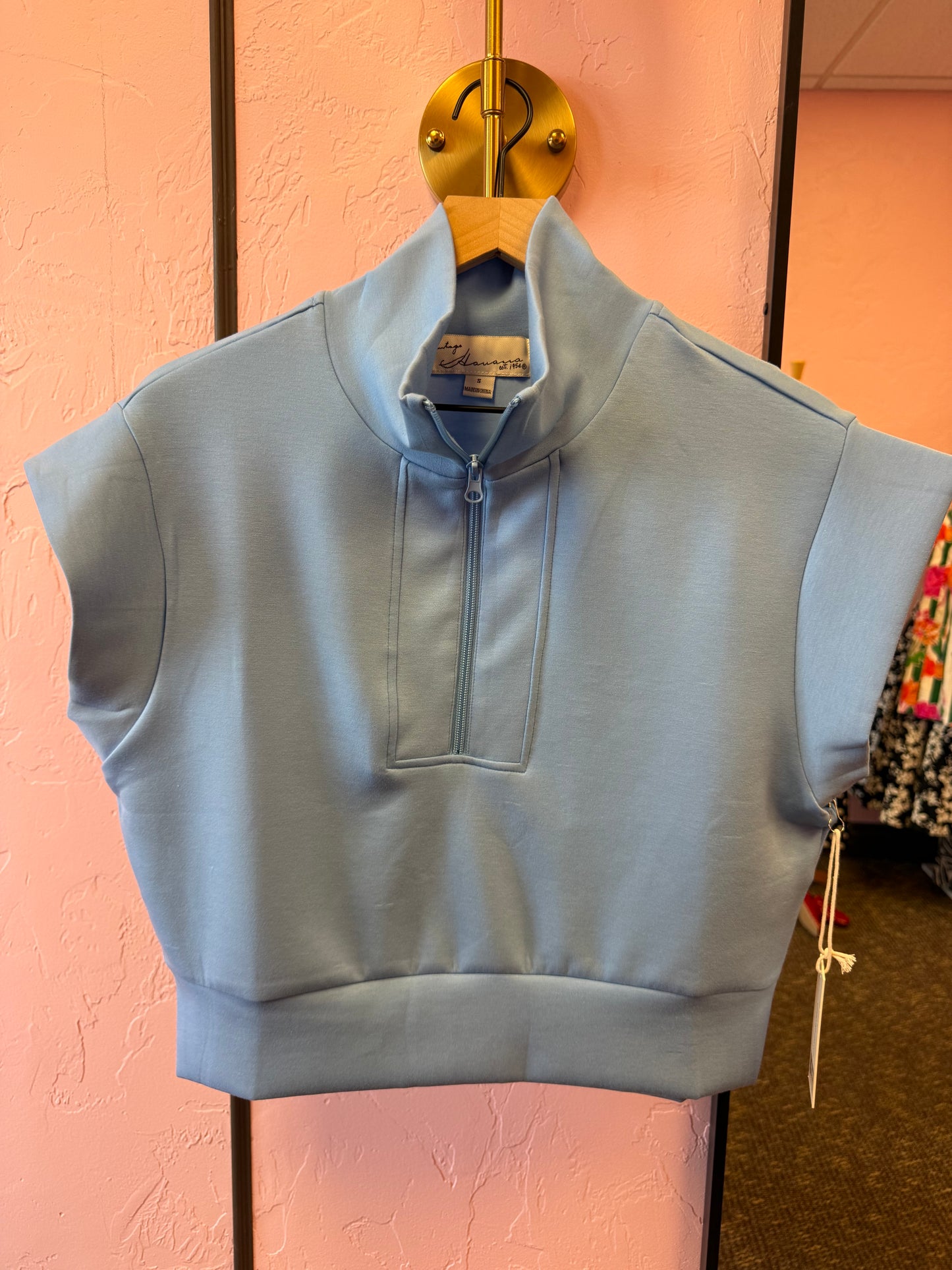 Salty Blue Cloud Fleece Short Sleeve Pullover