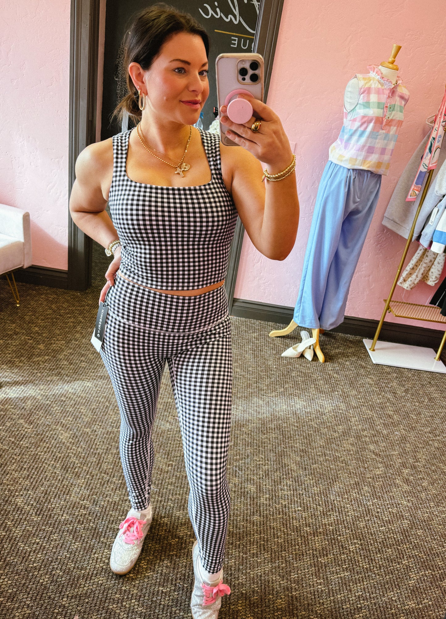 Gingham Print Aligned Performance High-Rise Leggings