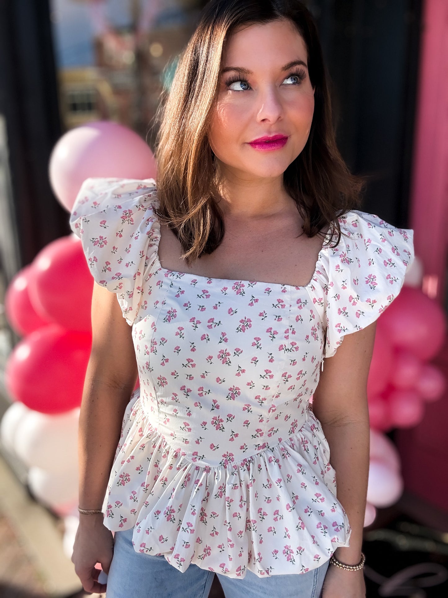 Caroline Bubble Hem Peplum Top