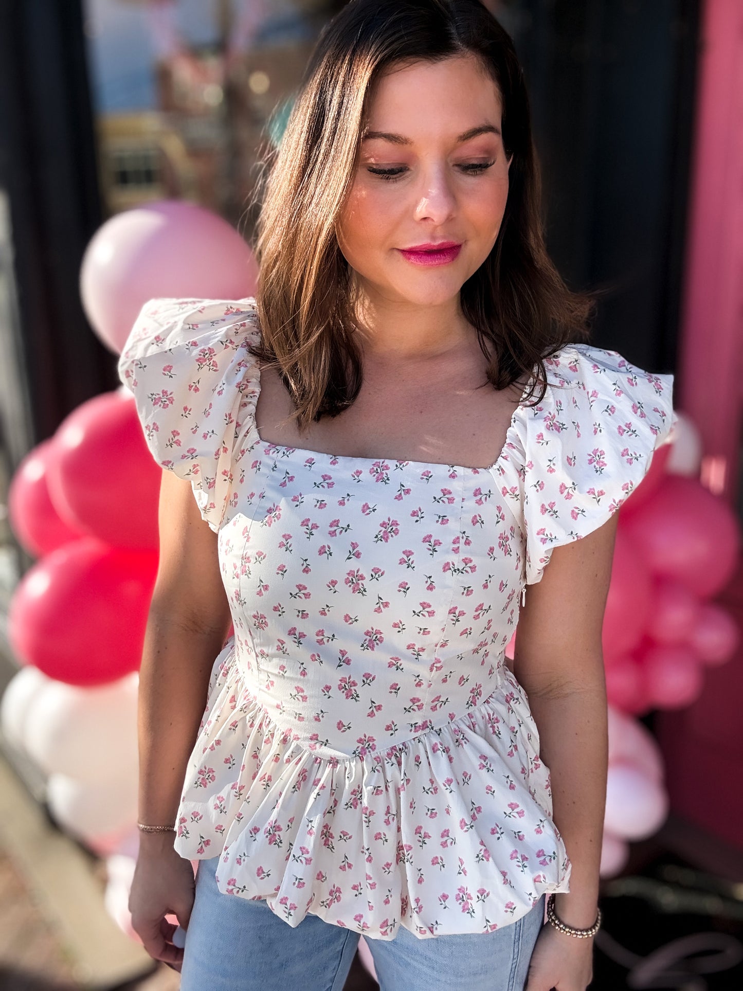 Caroline Bubble Hem Peplum Top
