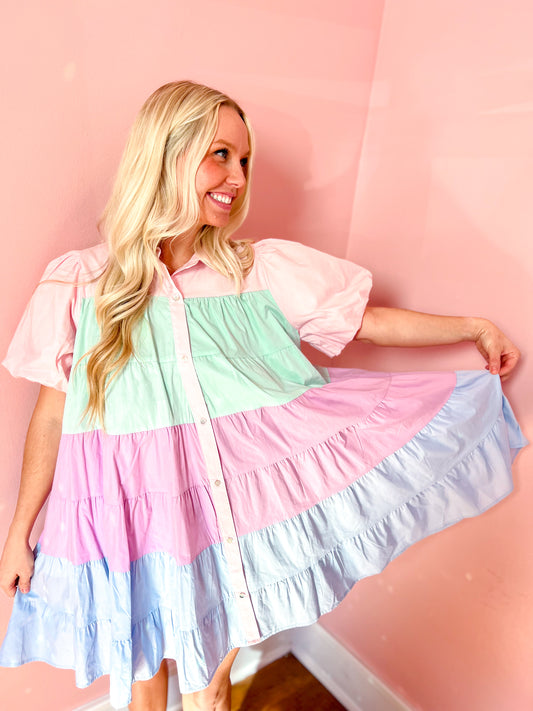 Pretty Pastels Colorblock Dress