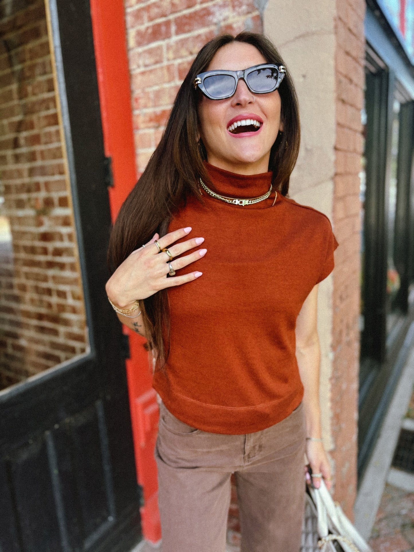 Rust Mock Neck Pullover