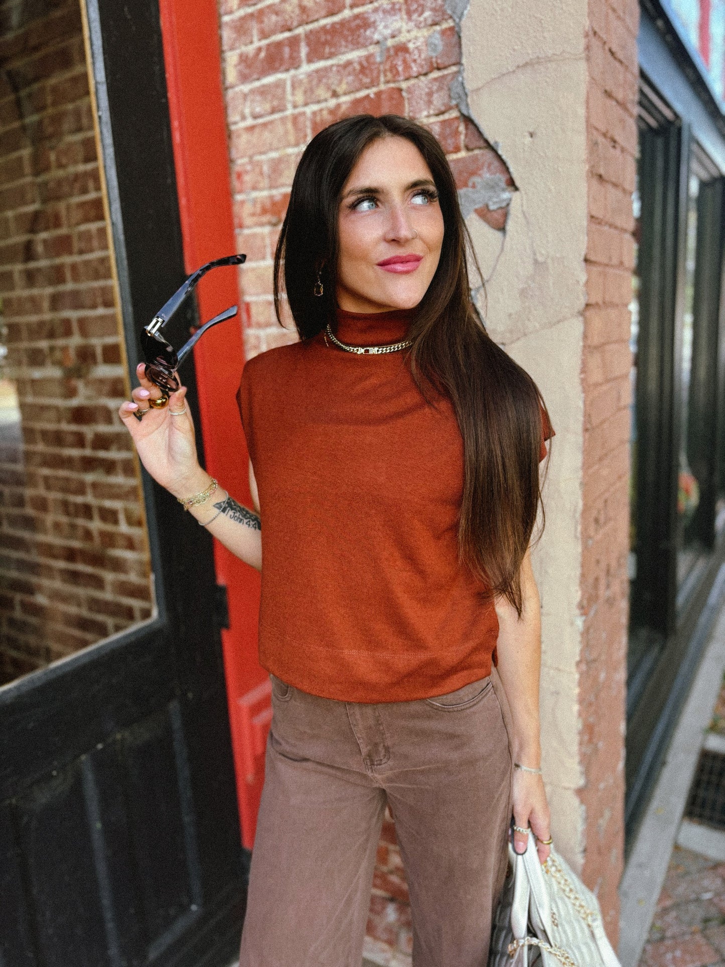 Rust Mock Neck Pullover