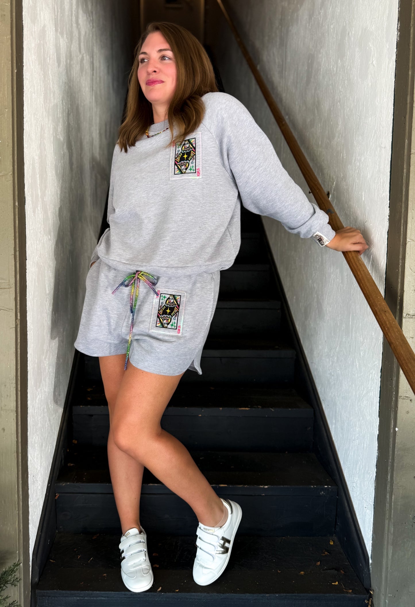 Grey Rainbow Tie QOS Logo Sweatshirt