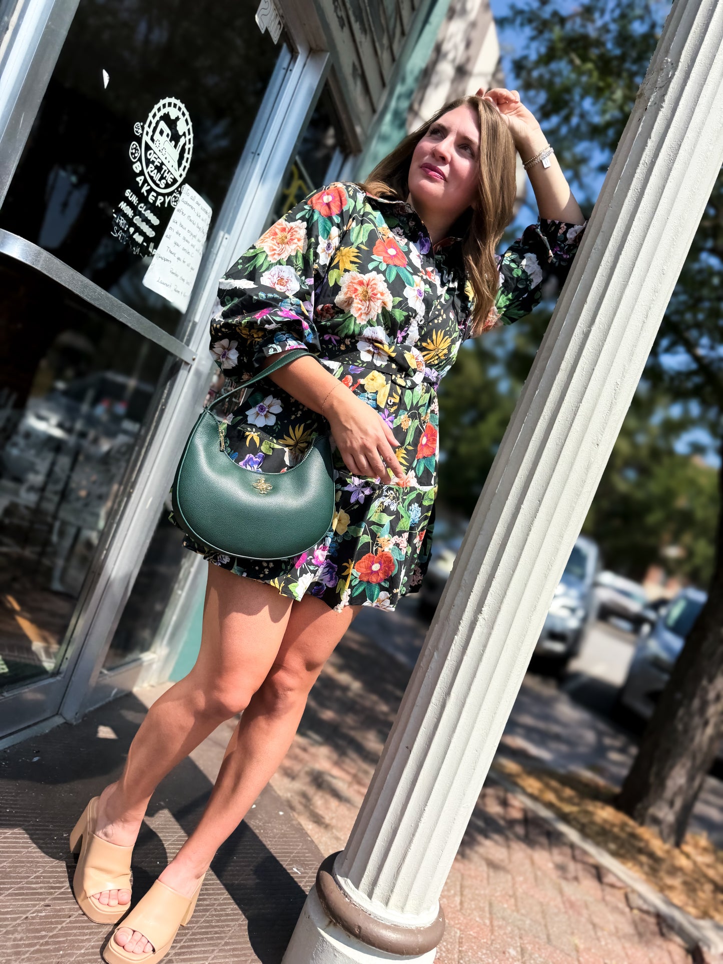 Midnight Garden Party Belted Mini Dress
