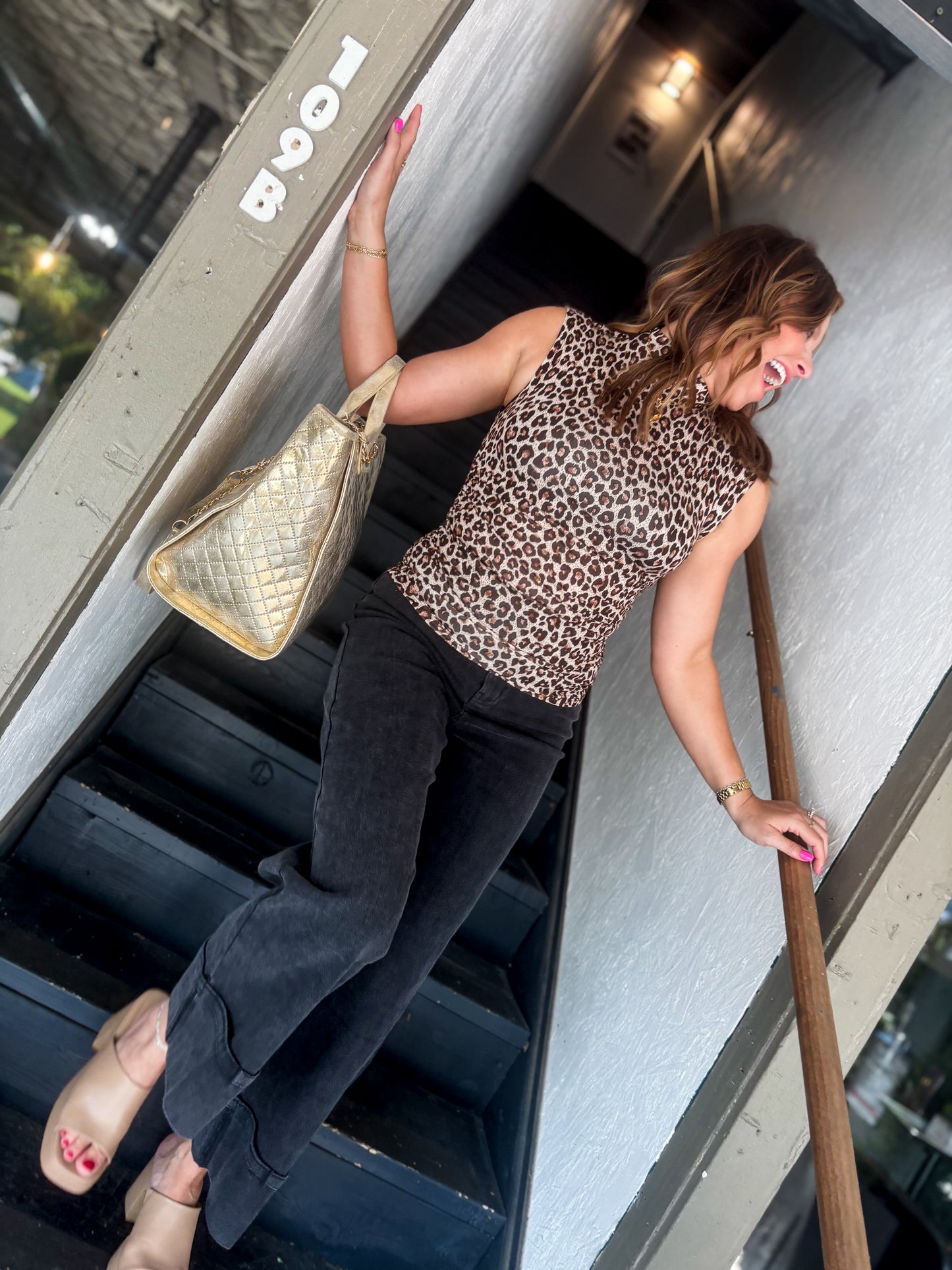 Leopard Print Mockneck Tank