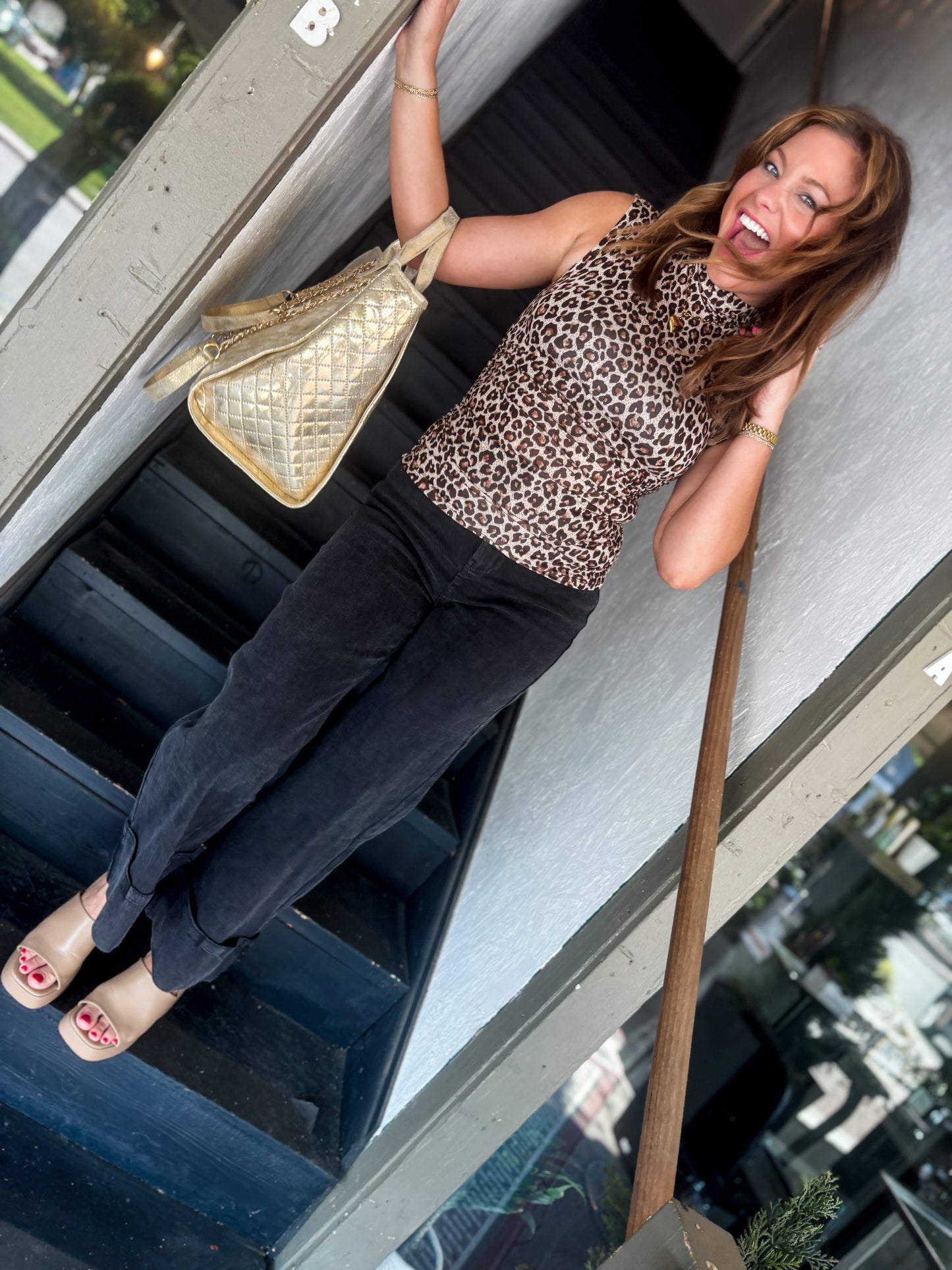 Leopard Print Mockneck Tank