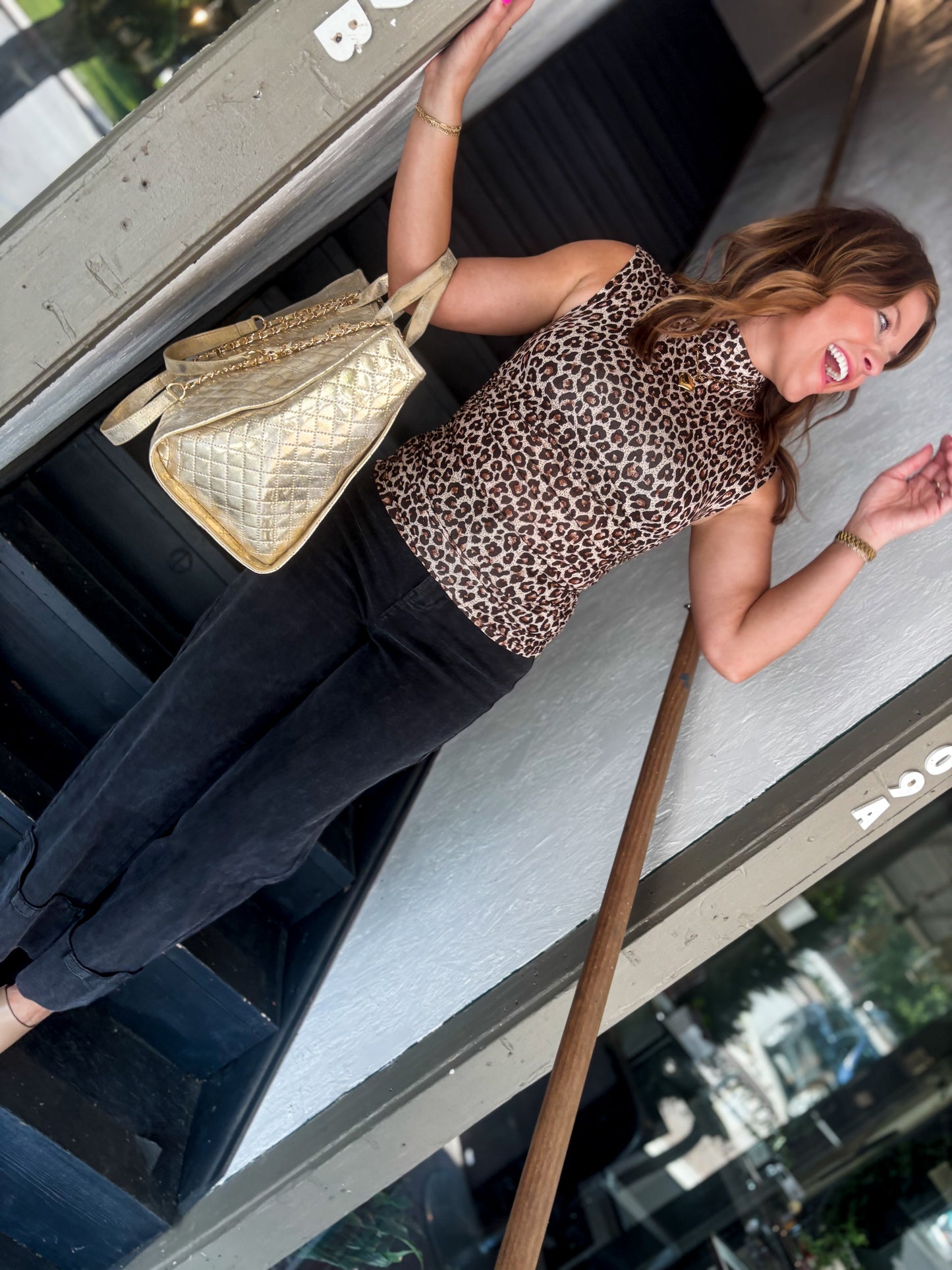 Leopard Print Mockneck Tank