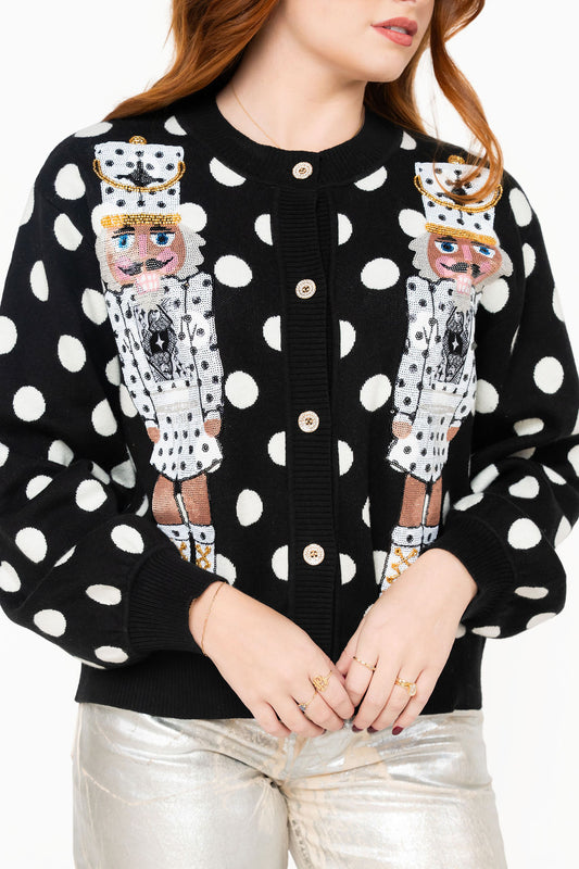 Black & White Polka Dot Nutcracker Cardigan