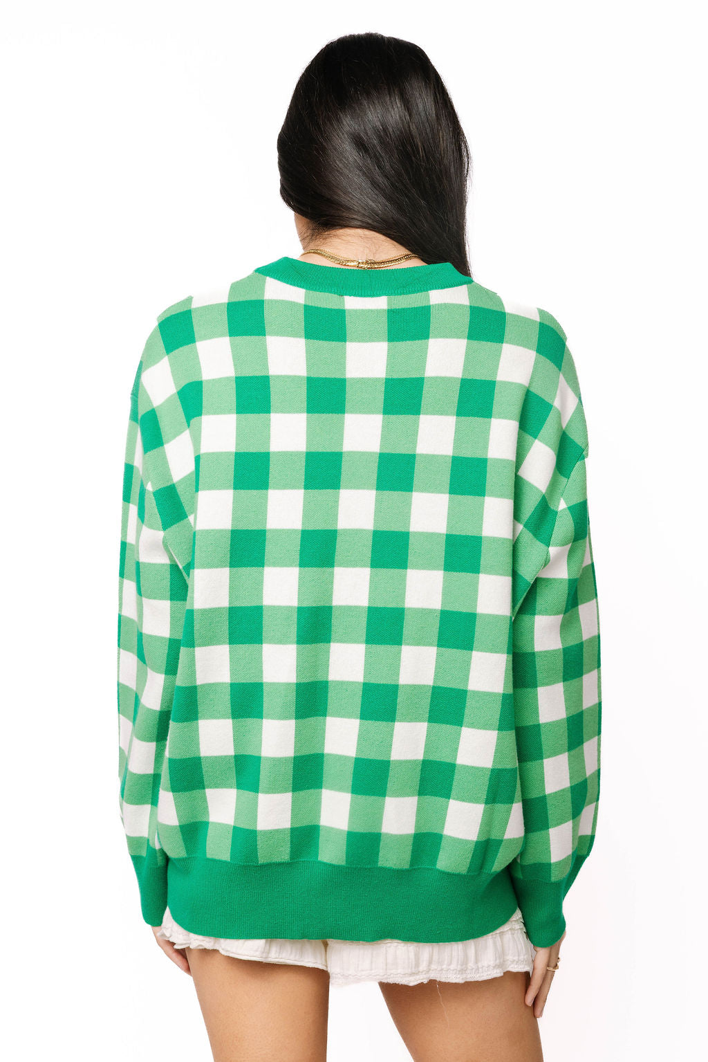 Green & White Checkered Golf Cart Sweater