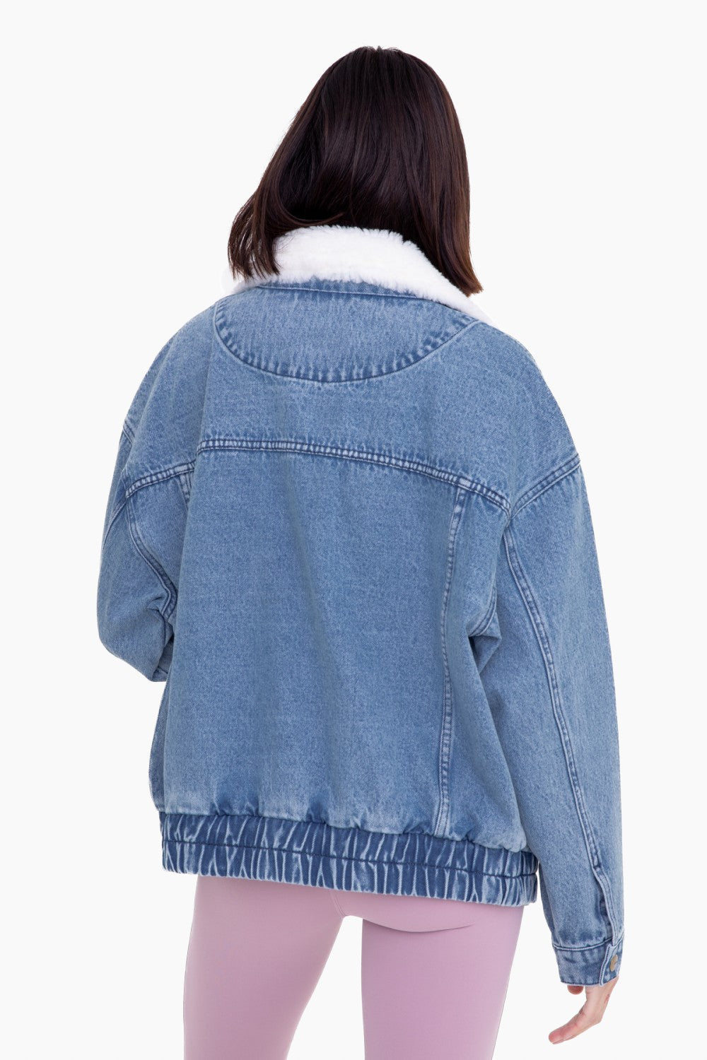 Sherpa Collar Oversized Denim Jacket