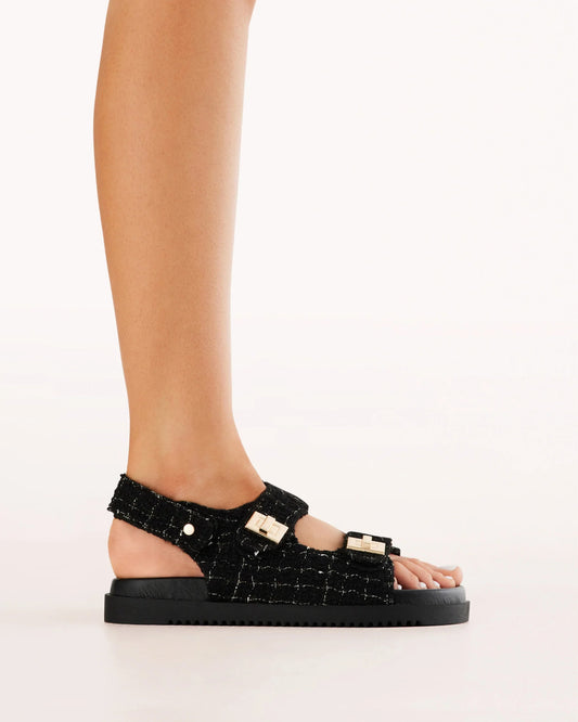 Lillian Black Boucle Sandals