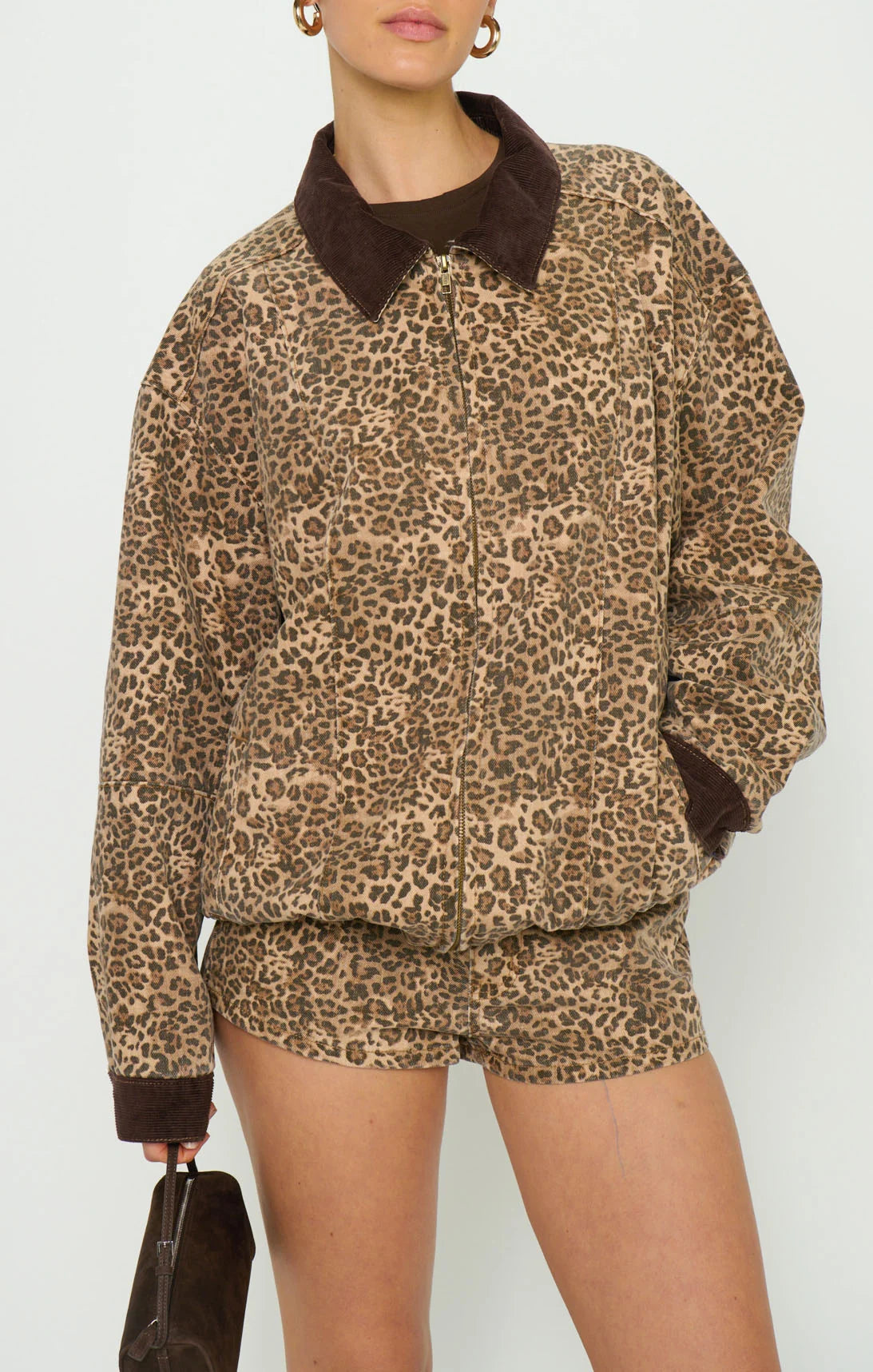 Leopard Denim Carter Bomber Jacket