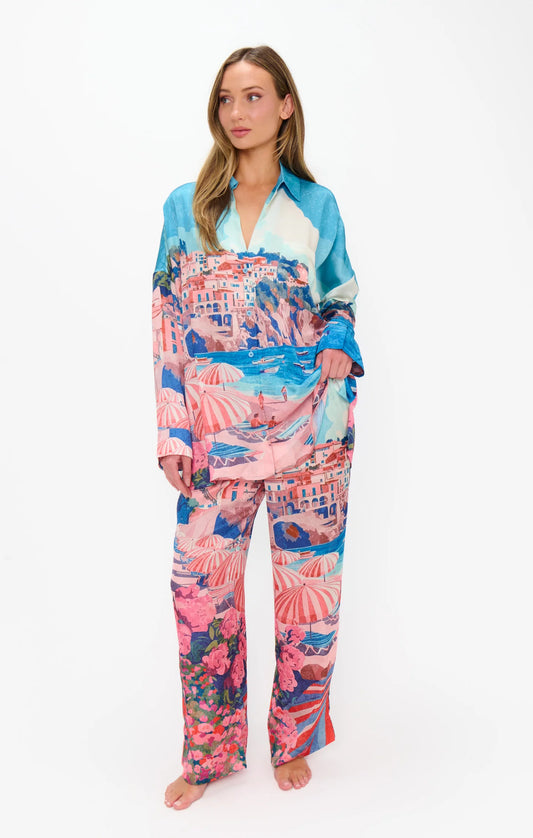Oasis Beach Club Overslept Silky PJ Set