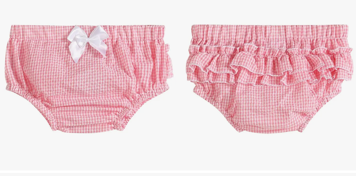 Pink Seersucker Cotton Baby Bloomers