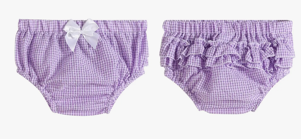 Purple Seersucker Cotton Baby Bloomers