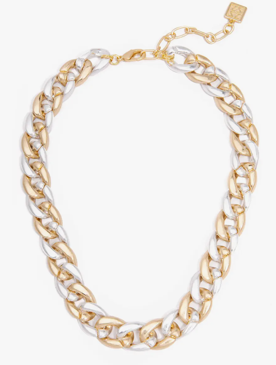 Linked Curb Chain Collared Necklace