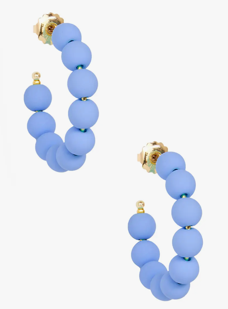 Matte Beaded Hoop Earrings