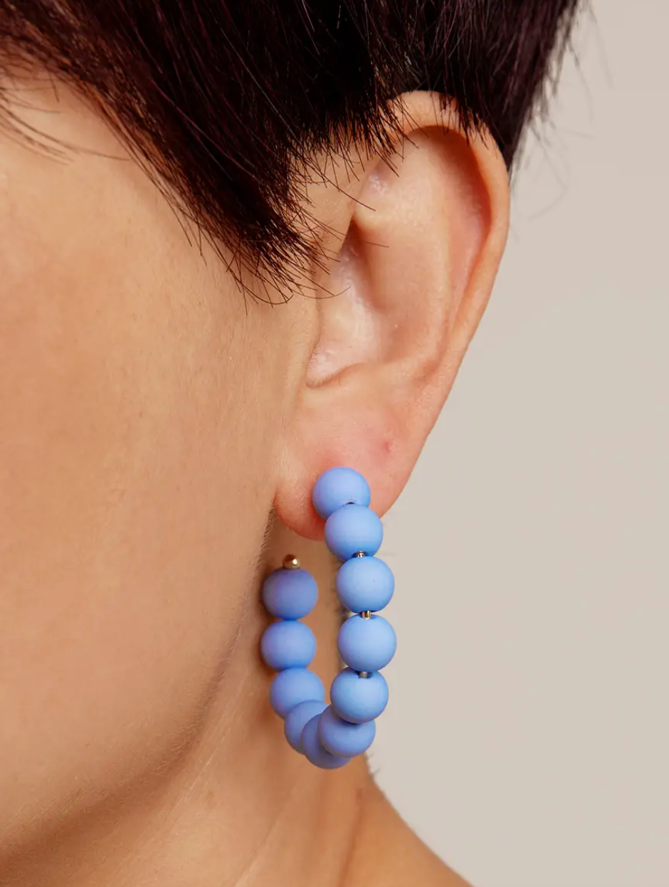 Matte Beaded Hoop Earrings