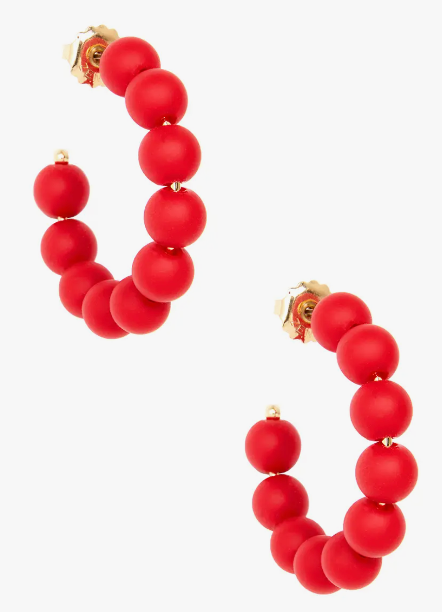 Matte Beaded Hoop Earrings
