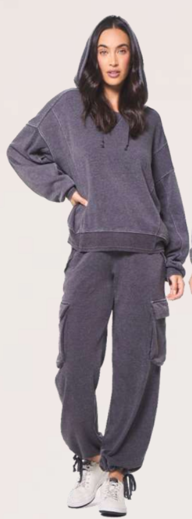 Washed Charcoal Cashmere Fleece Hoodie