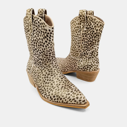 Botas de guepardo doradas de Toni