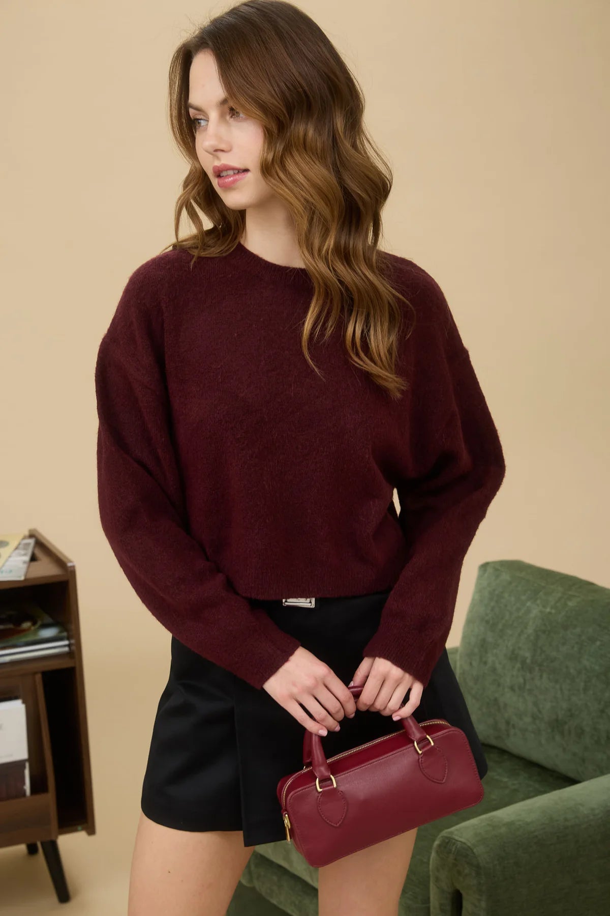 Merlot Cropped Sweater