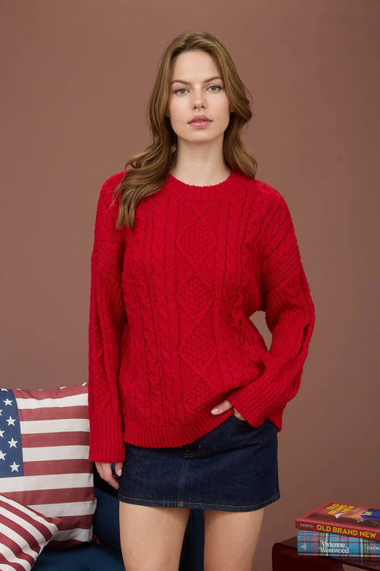 Cherry Cable Knit Sweater