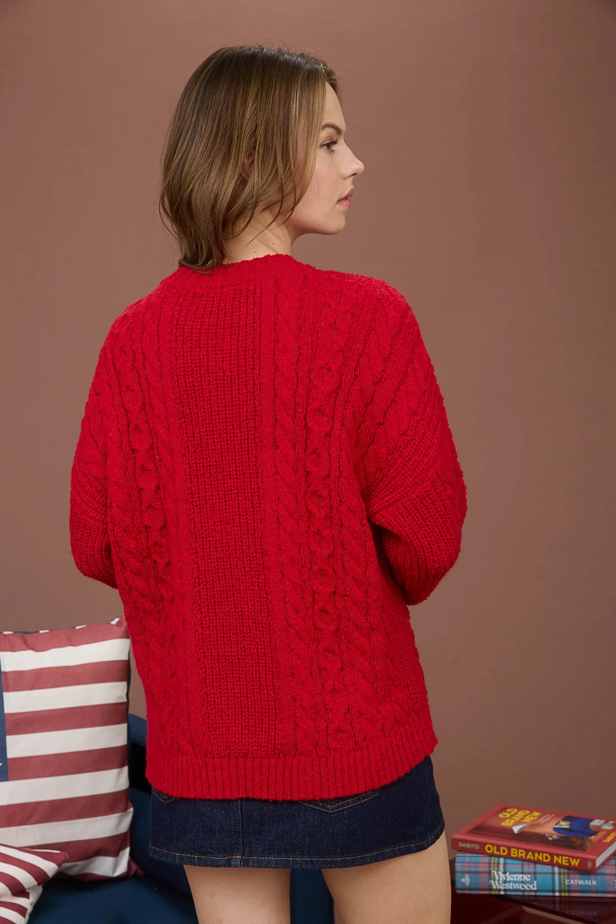 Cherry Cable Knit Sweater