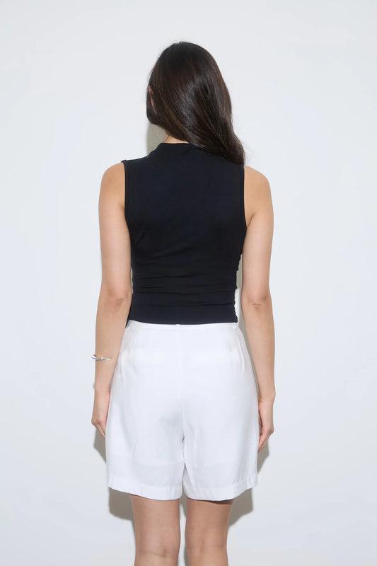 Mockneck Ruched Shoulder Tanks