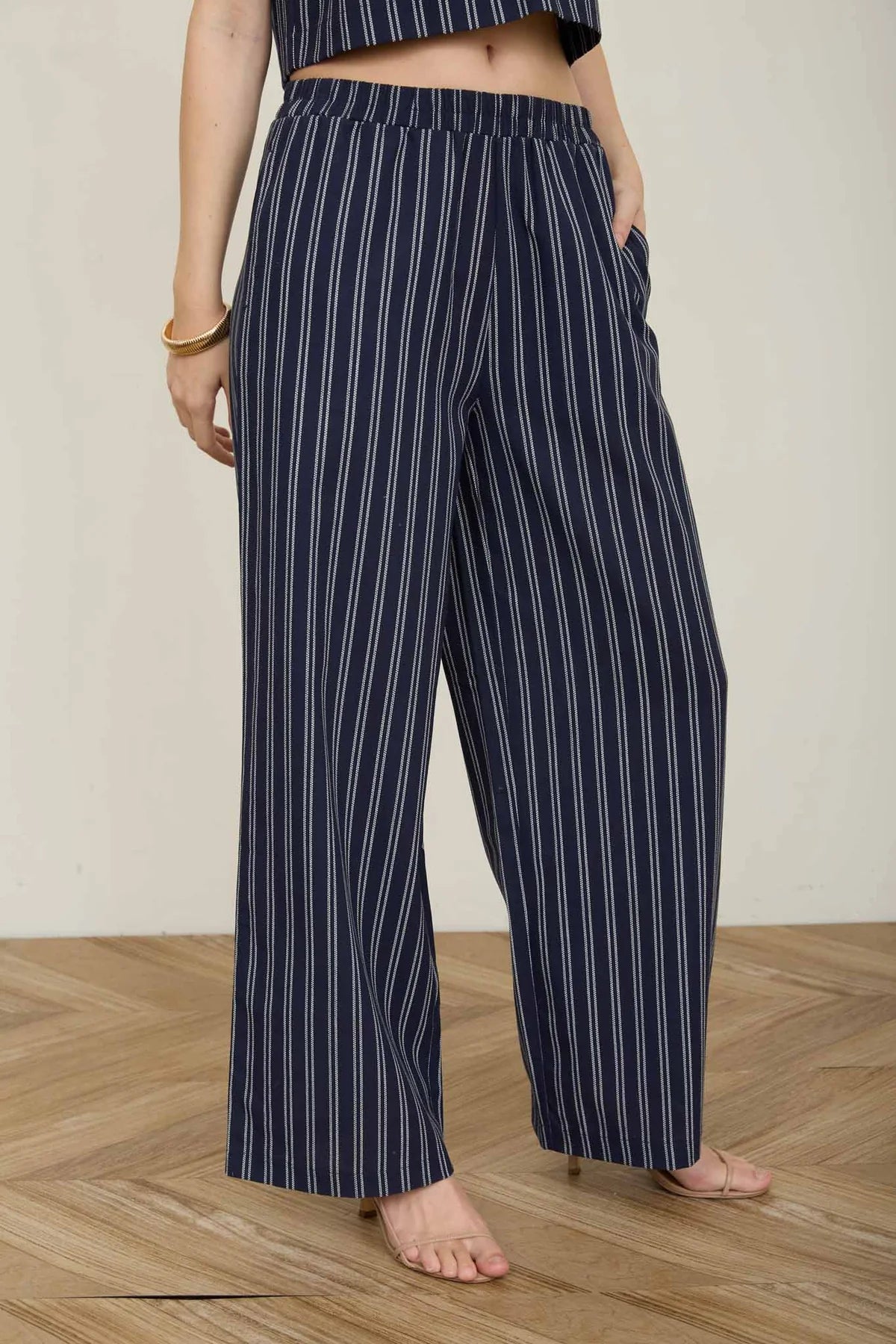 Navy Stripe Linen Lounge Pants
