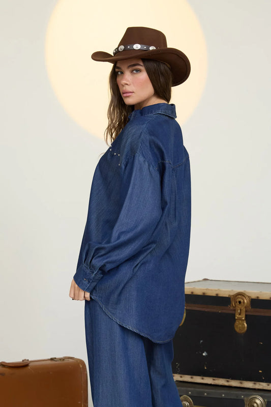 Easy Rider Studded Denim Top