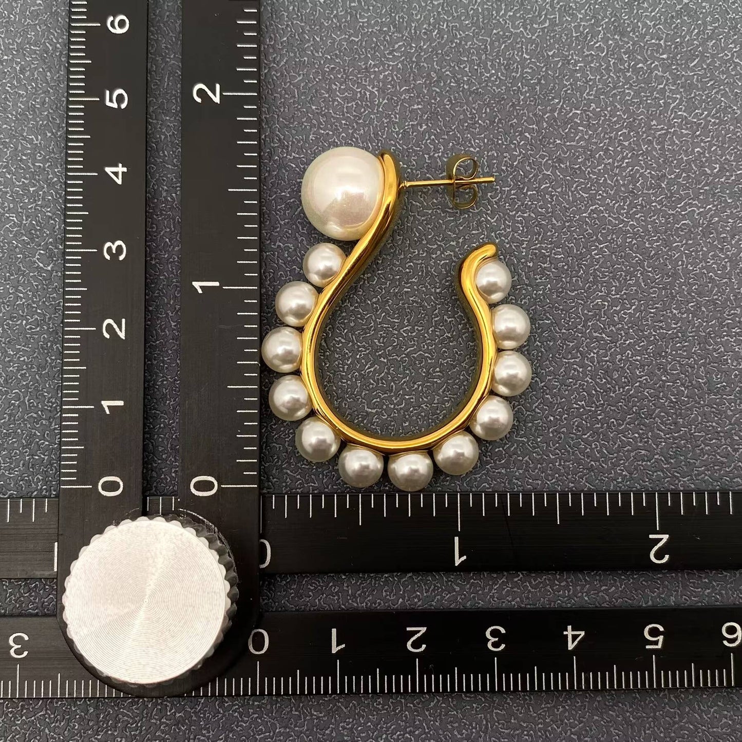 Pearl Hook Shape 18K Gold Plated Post Earrings