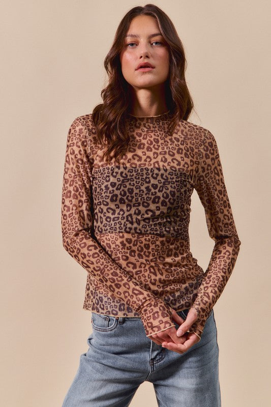 Leopard Sheer Mesh Long Sleeve
