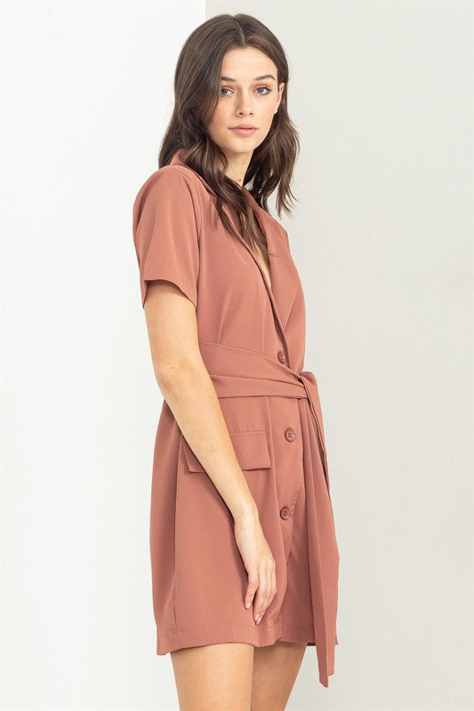 Definite Diva Tie Front Blazer Dress