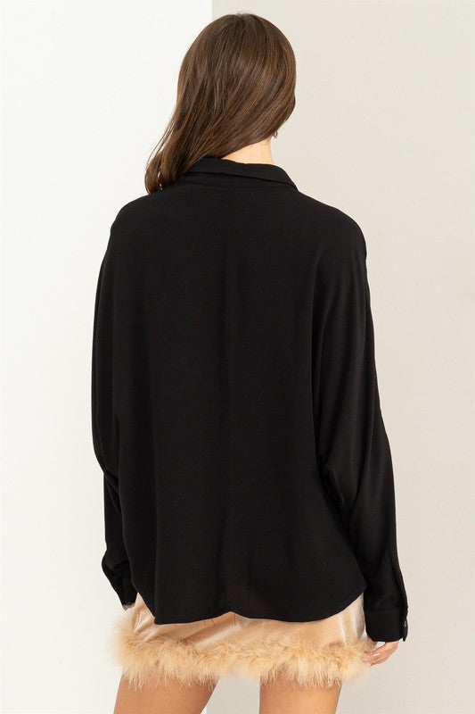 Black Always Chic & Simple Oversized Shirt