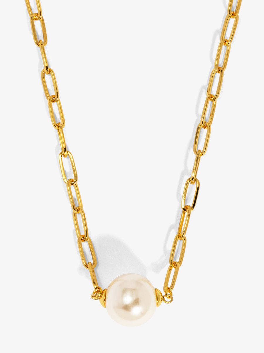 Pearl Charm Link Collar Necklace