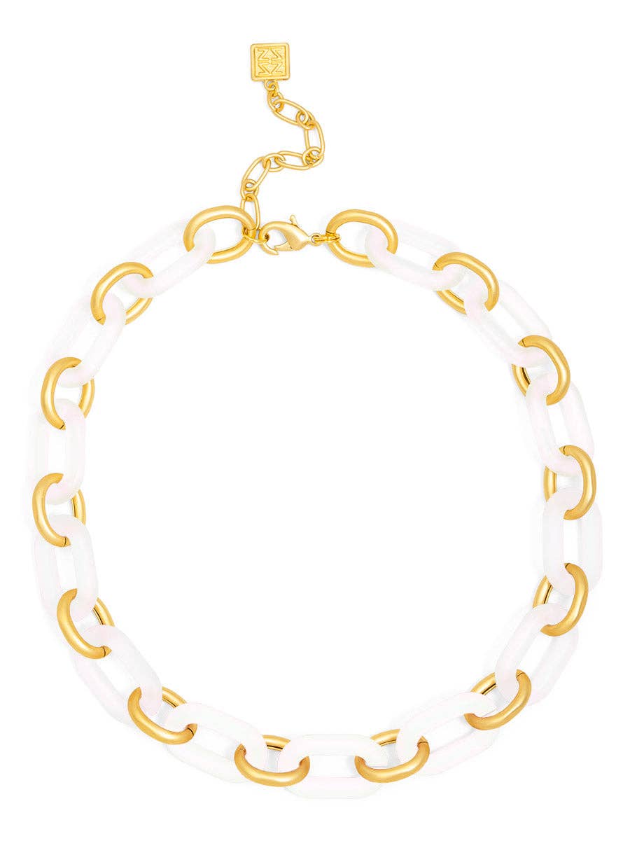 Multi-Color Resin Oval Links Collar Necklaces