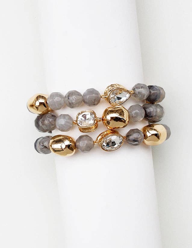Grey Stone Stretch Bracelets