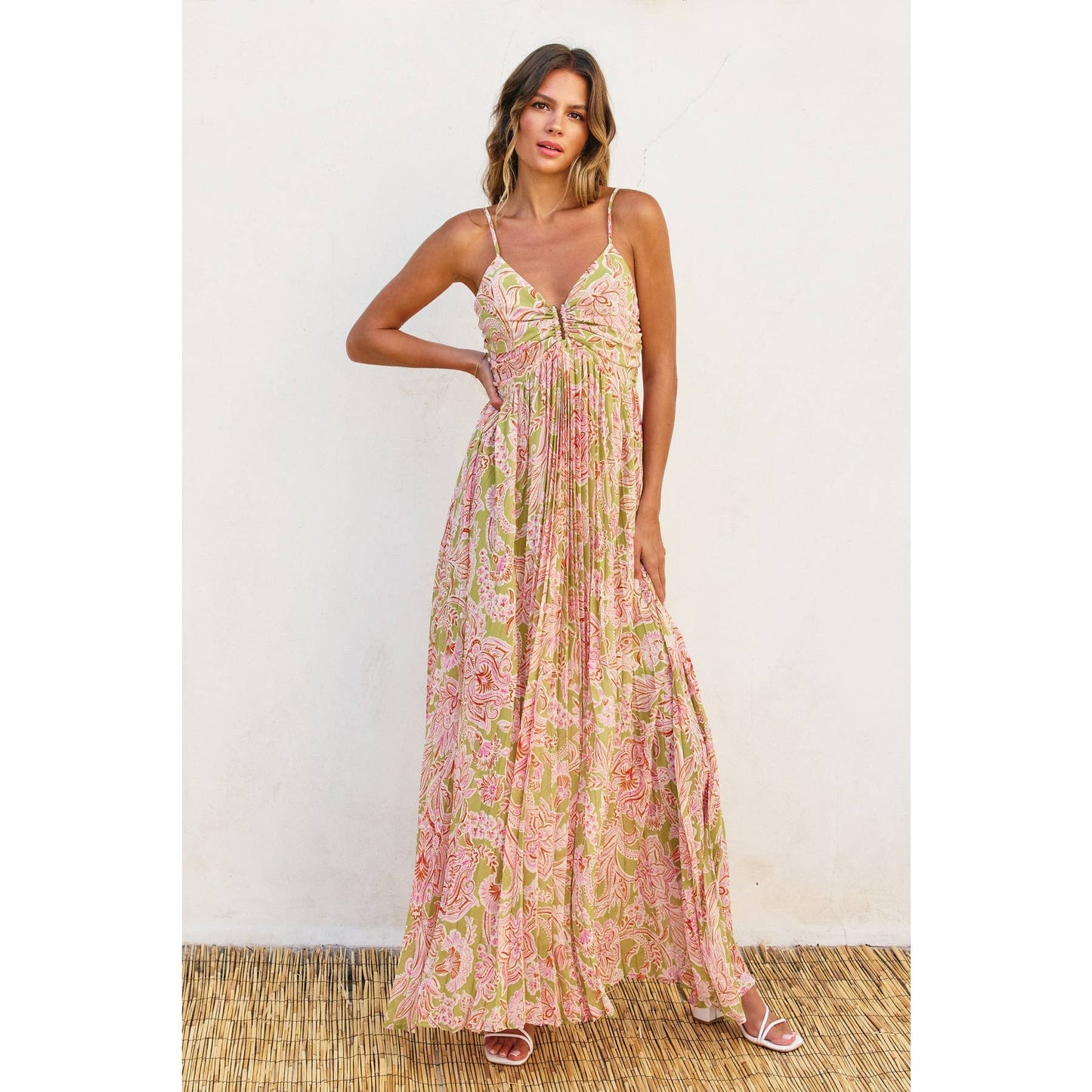 Lilly Bloom Pleated Maxi Dres