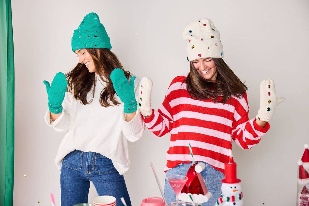 Decked in Emerald Beanie and Mittens Set